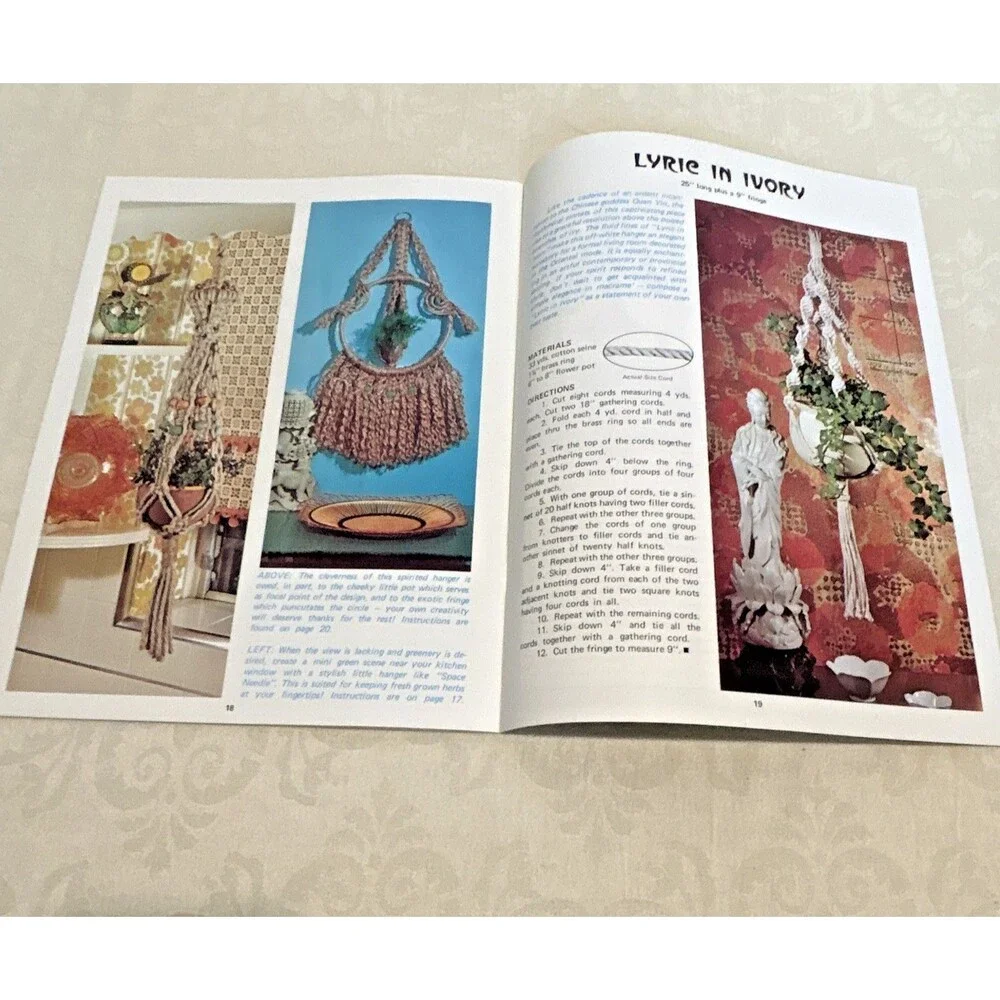 Vintage 1970s Macramé Pattern Book Lot 2 Hangers Small Spaces Why Knot Boho